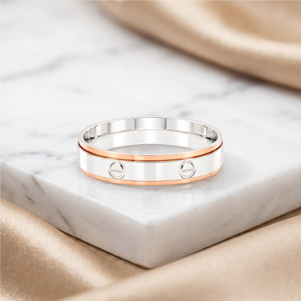 925 Sterling Silver Elegant Rose Tone Finish Band For Men And Women